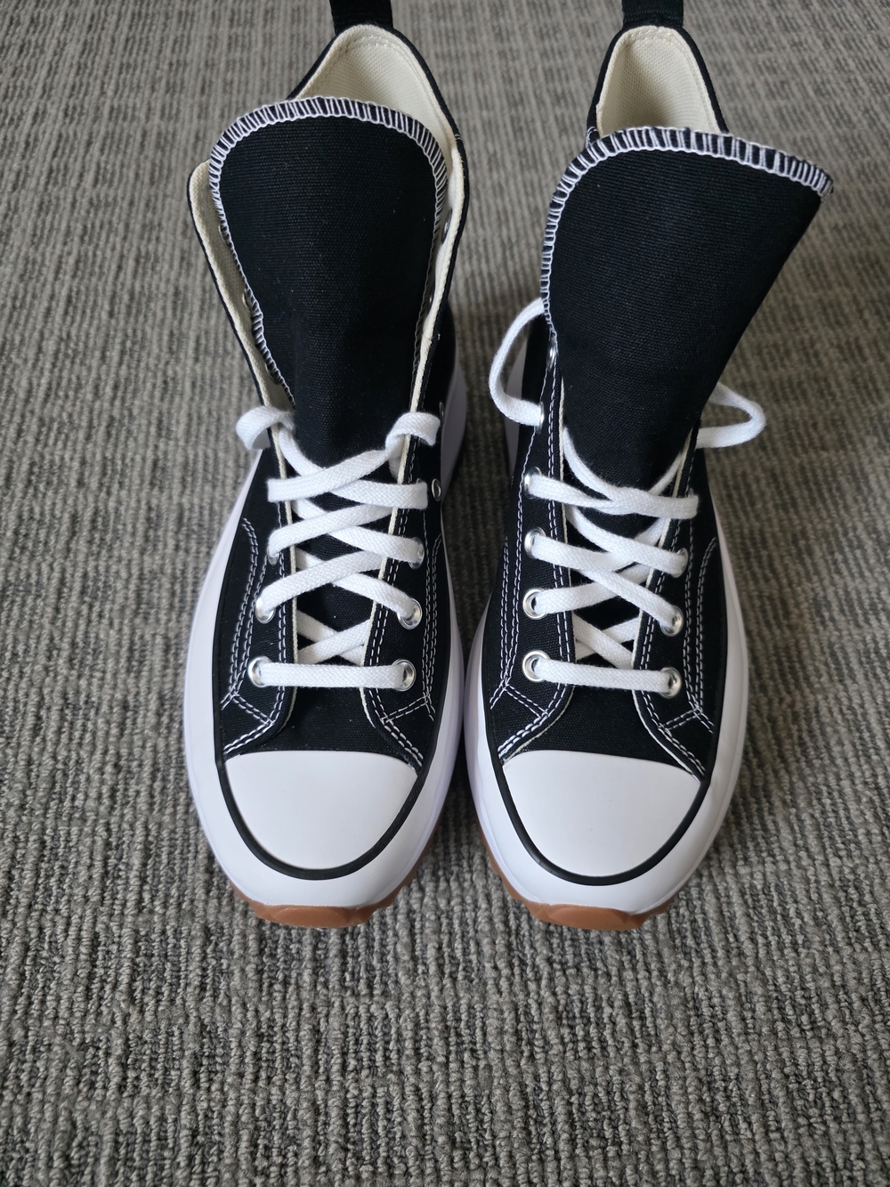 Chuck Taylor Converse Black, White and Brown Ribbed Sole High-Top Sneakers